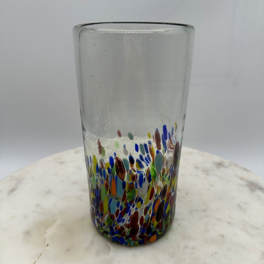 Crate‎ and Barrel Hand Blown Art Glass Tumbler  Colorful